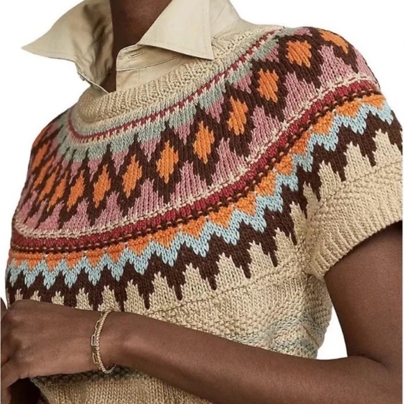 Polo by Ralph Lauren Classic Tan Knit Short Sleeve Sweater - NWT - Size XS - Picture 2 of 12